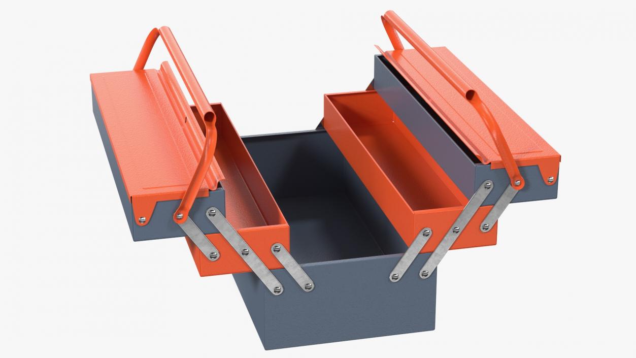 Metal Cantilever Tool Box Orange Rigged 3D model