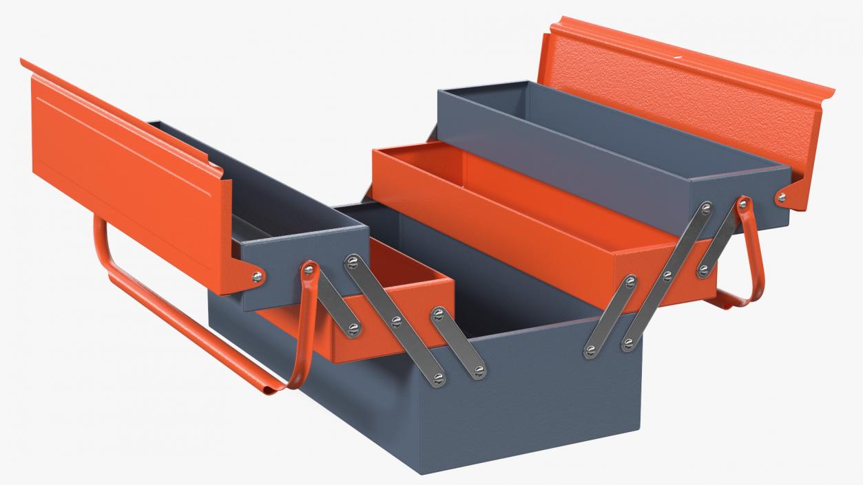 Metal Cantilever Tool Box Orange Rigged 3D model