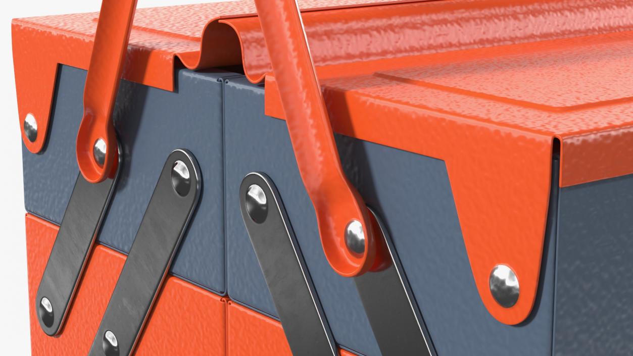 Metal Cantilever Tool Box Orange Rigged 3D model