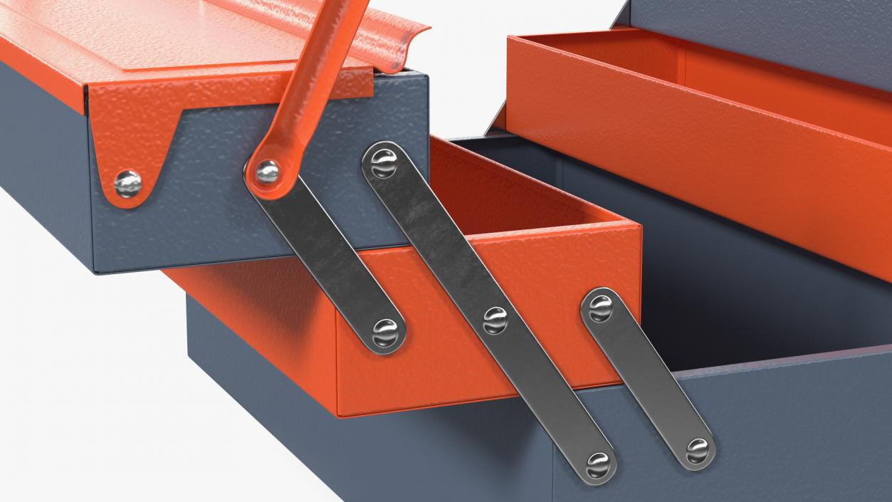 Metal Cantilever Tool Box Orange Rigged 3D model