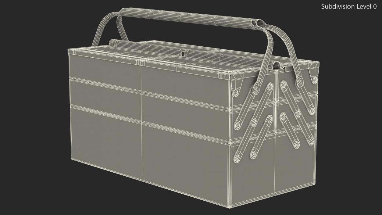 Metal Cantilever Tool Box Orange Rigged 3D model