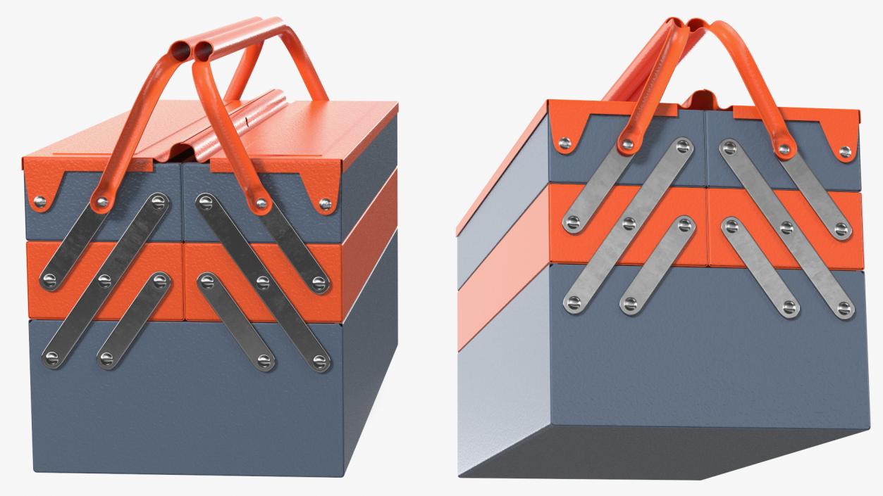 Metal Cantilever Tool Box Orange Rigged 3D model