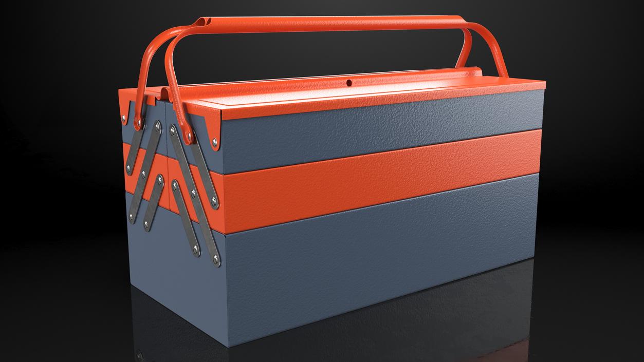 Metal Cantilever Tool Box Orange Rigged 3D model