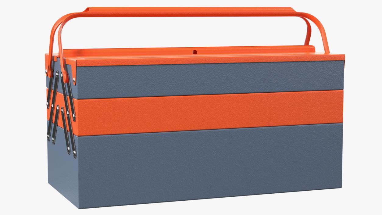 Metal Cantilever Tool Box Orange Rigged 3D model