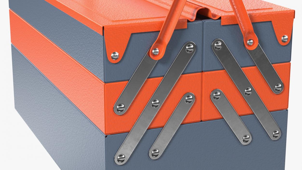 Metal Cantilever Tool Box Orange Rigged 3D model