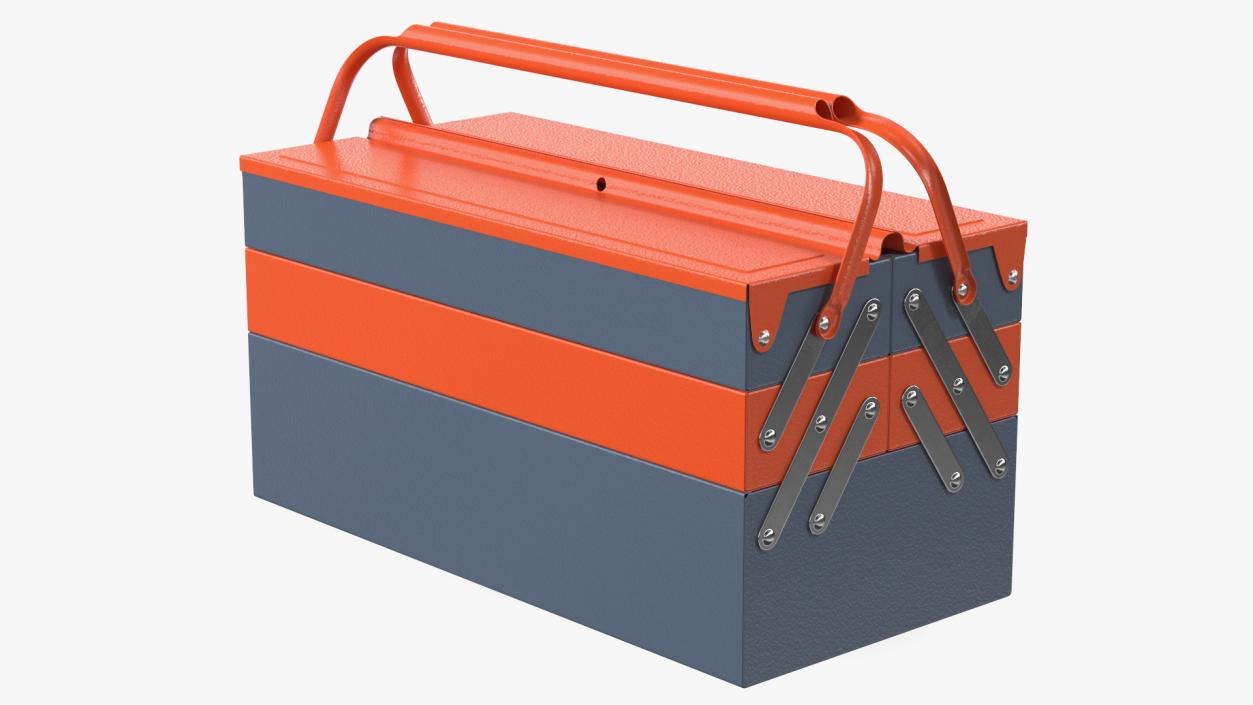 Metal Cantilever Tool Box Orange Rigged 3D model