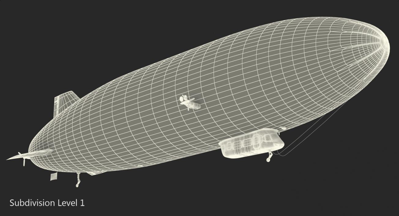 Goodyear Blimp Airship Rigged 3D model