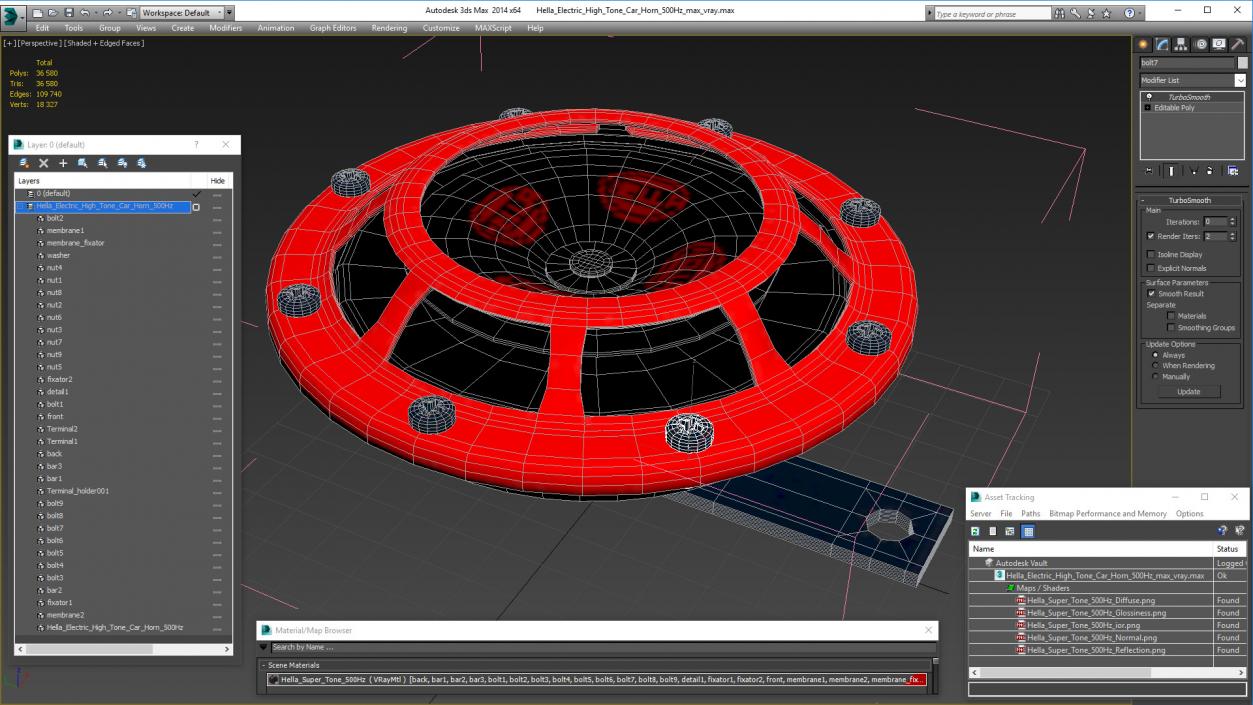 Hella Electric High Tone Car Horn 500Hz 3D model