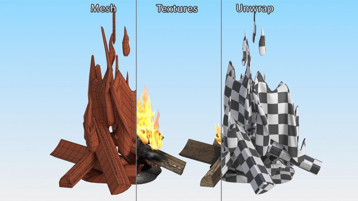 3D Fire from Wooden Logs 2 model