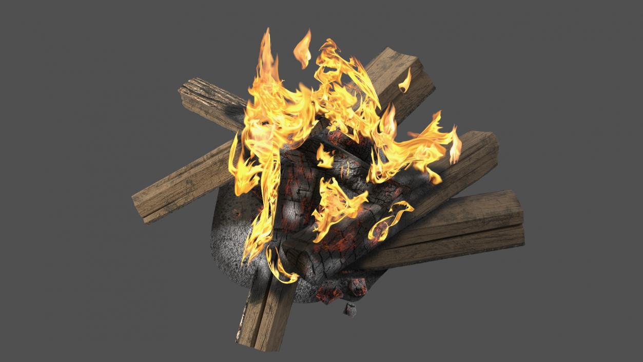 3D Fire from Wooden Logs 2 model