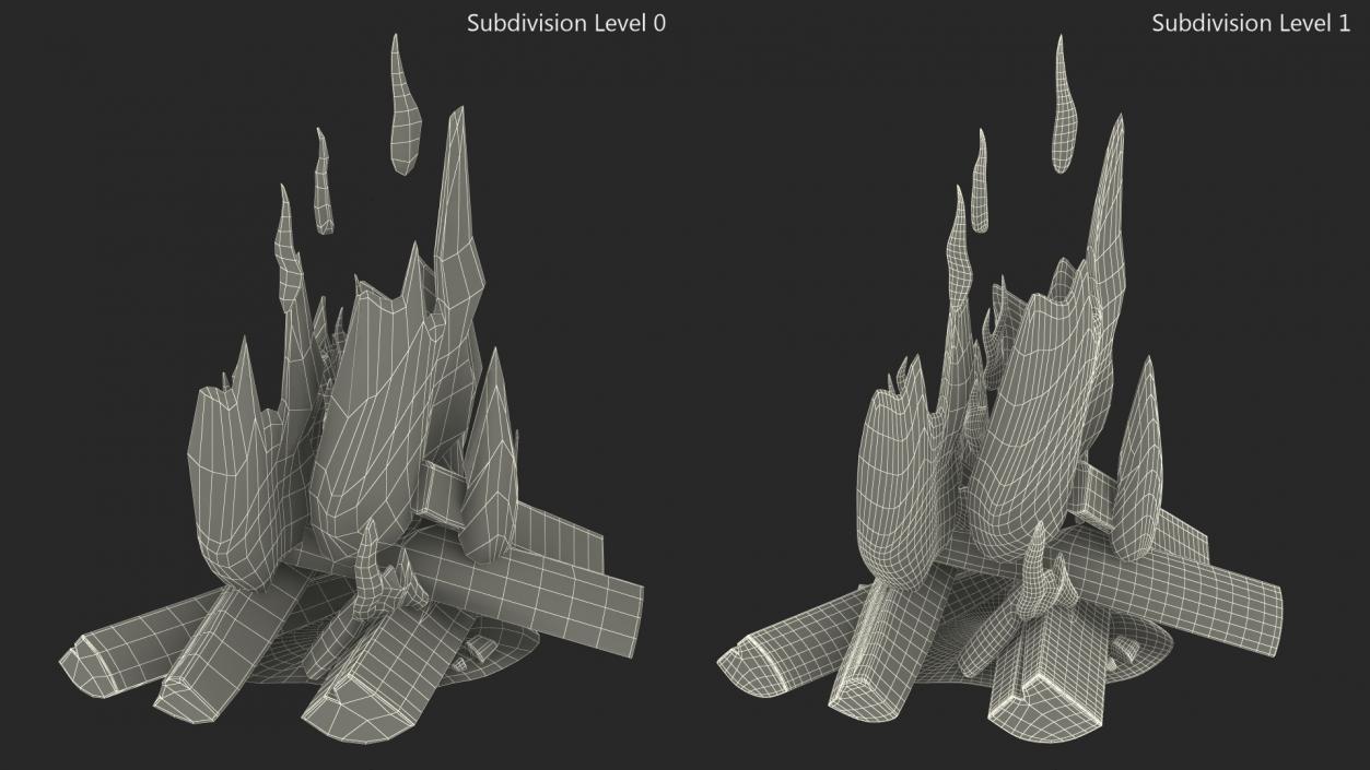 3D Fire from Wooden Logs 2 model