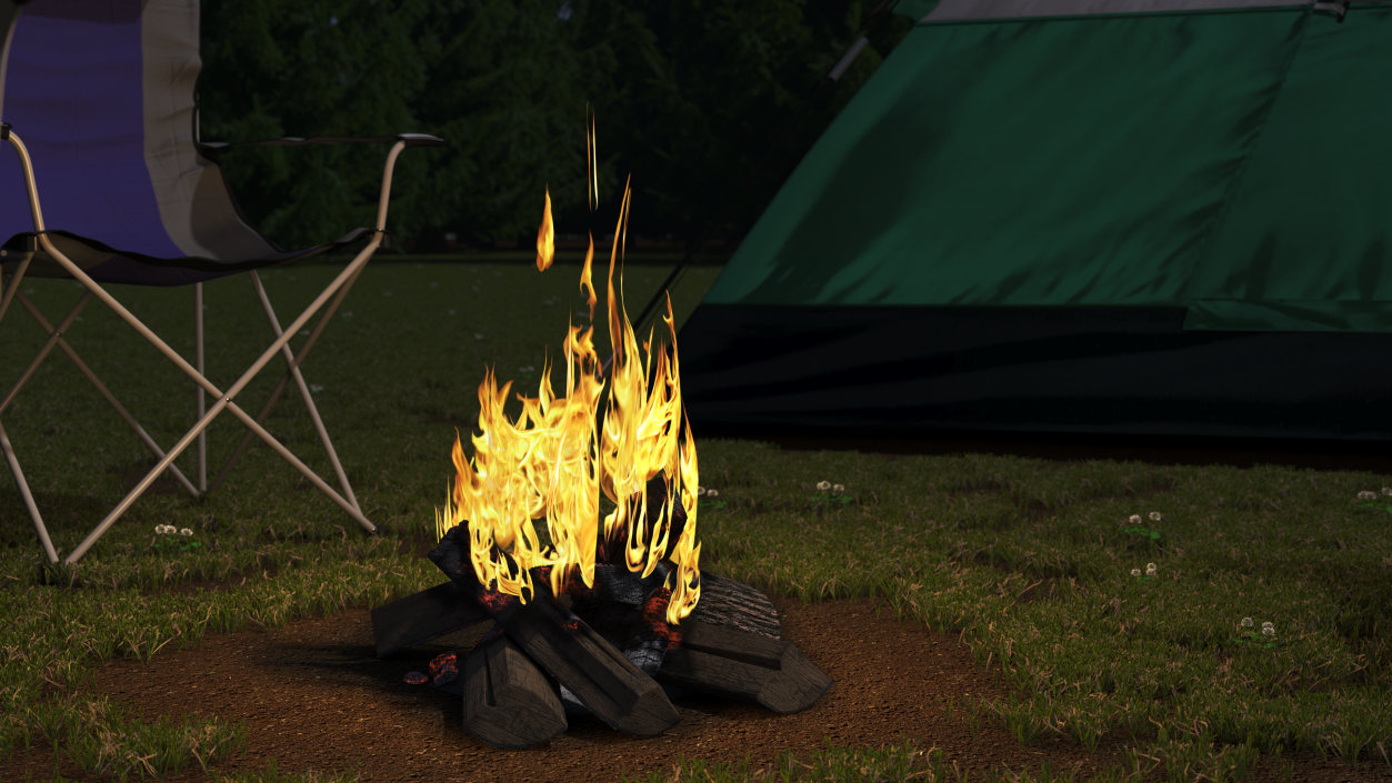 3D Fire from Wooden Logs 2 model