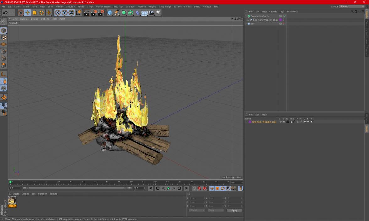 3D Fire from Wooden Logs 2 model