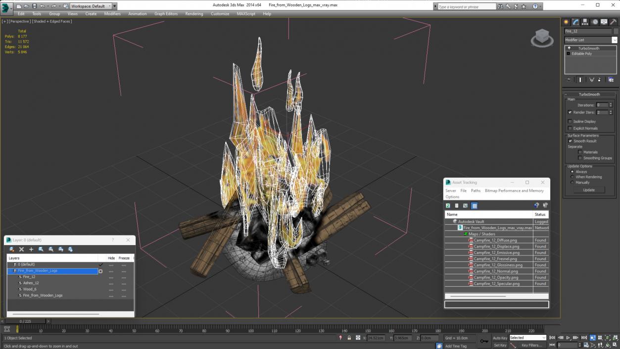 3D Fire from Wooden Logs 2 model