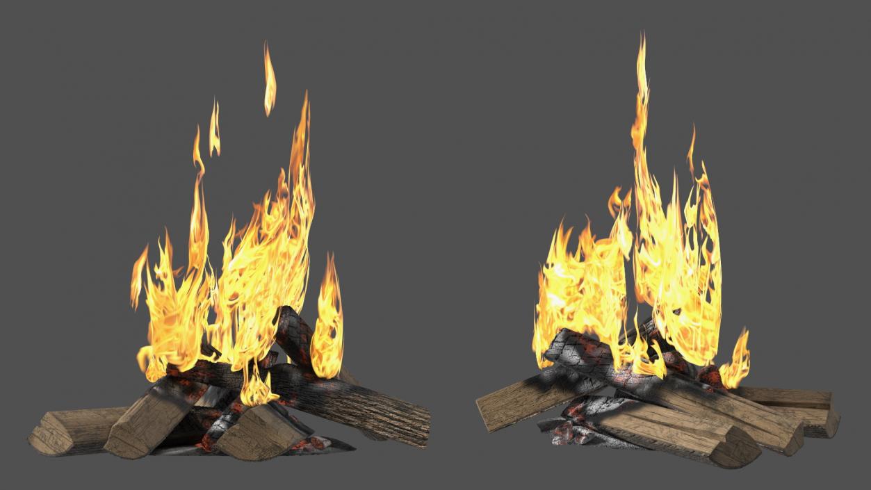 3D Fire from Wooden Logs 2 model