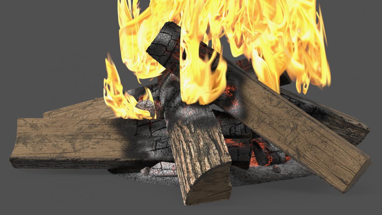 3D Fire from Wooden Logs 2 model