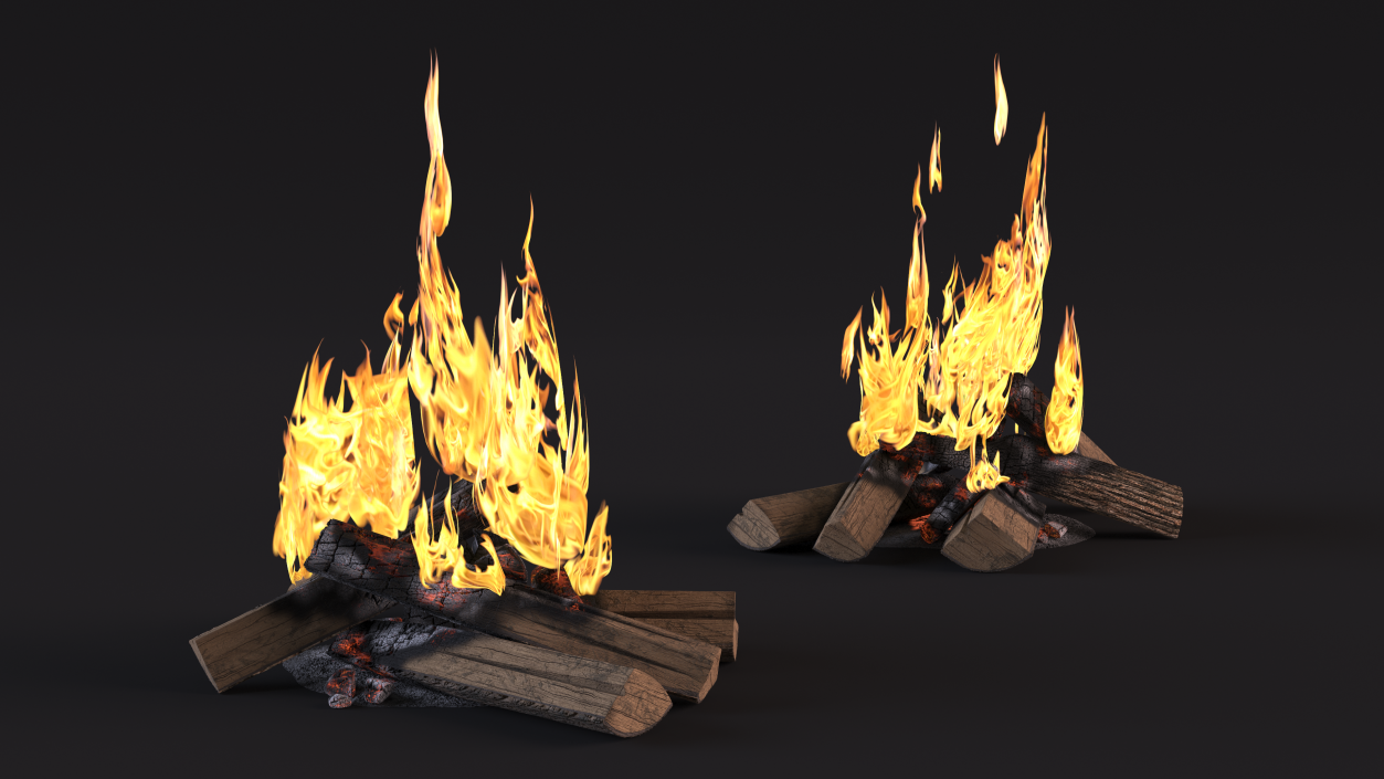 3D Fire from Wooden Logs 2 model