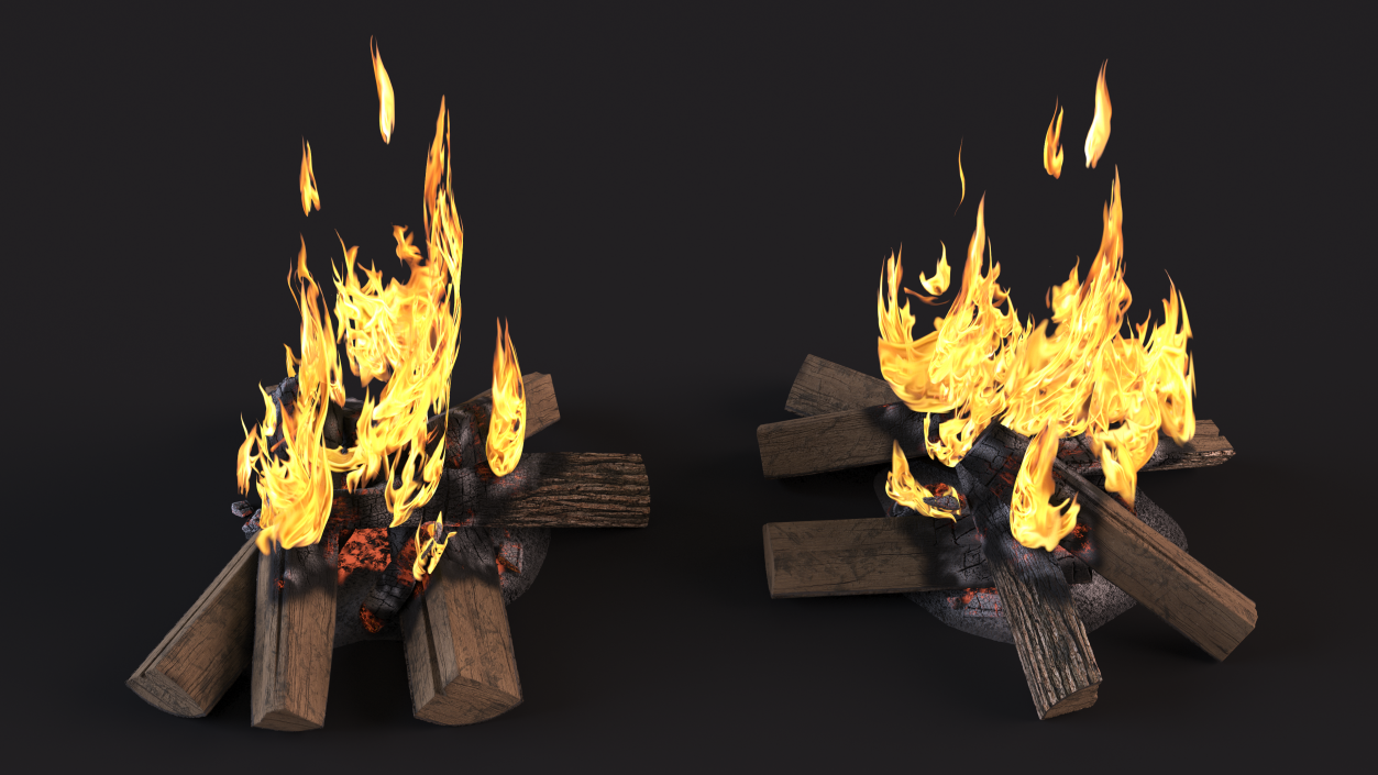 3D Fire from Wooden Logs 2 model