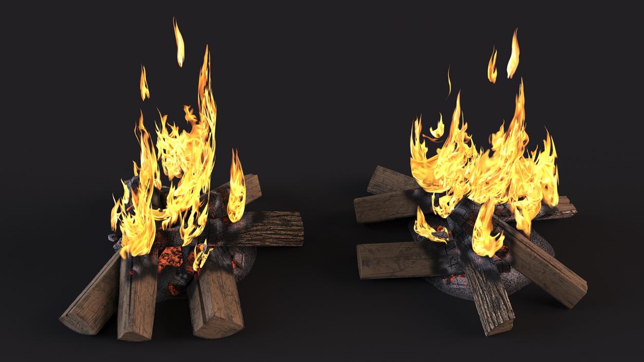 3D Fire from Wooden Logs 2 model