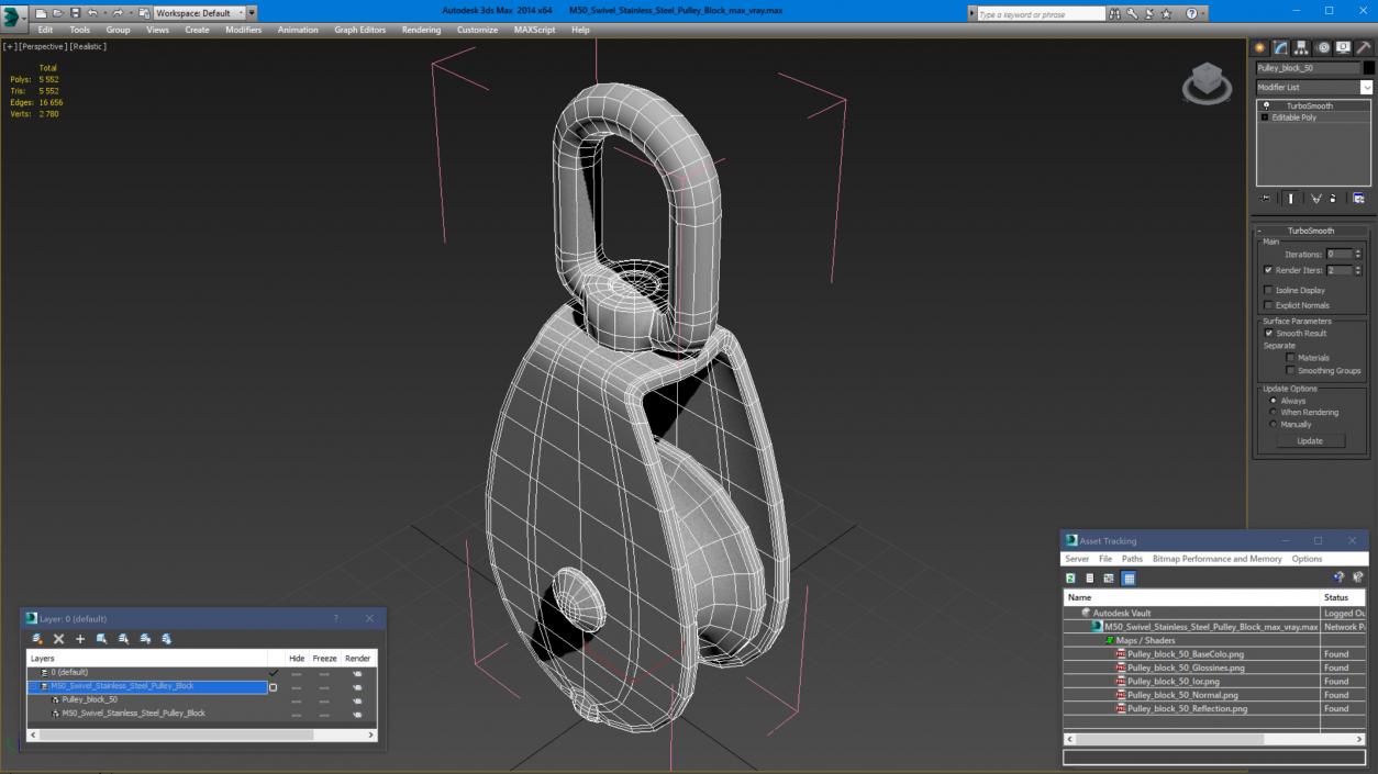 M50 Swivel Stainless Steel Pulley Block 3D model