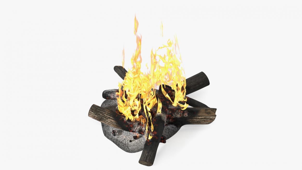 Bonfire of Wooden Logs 3D