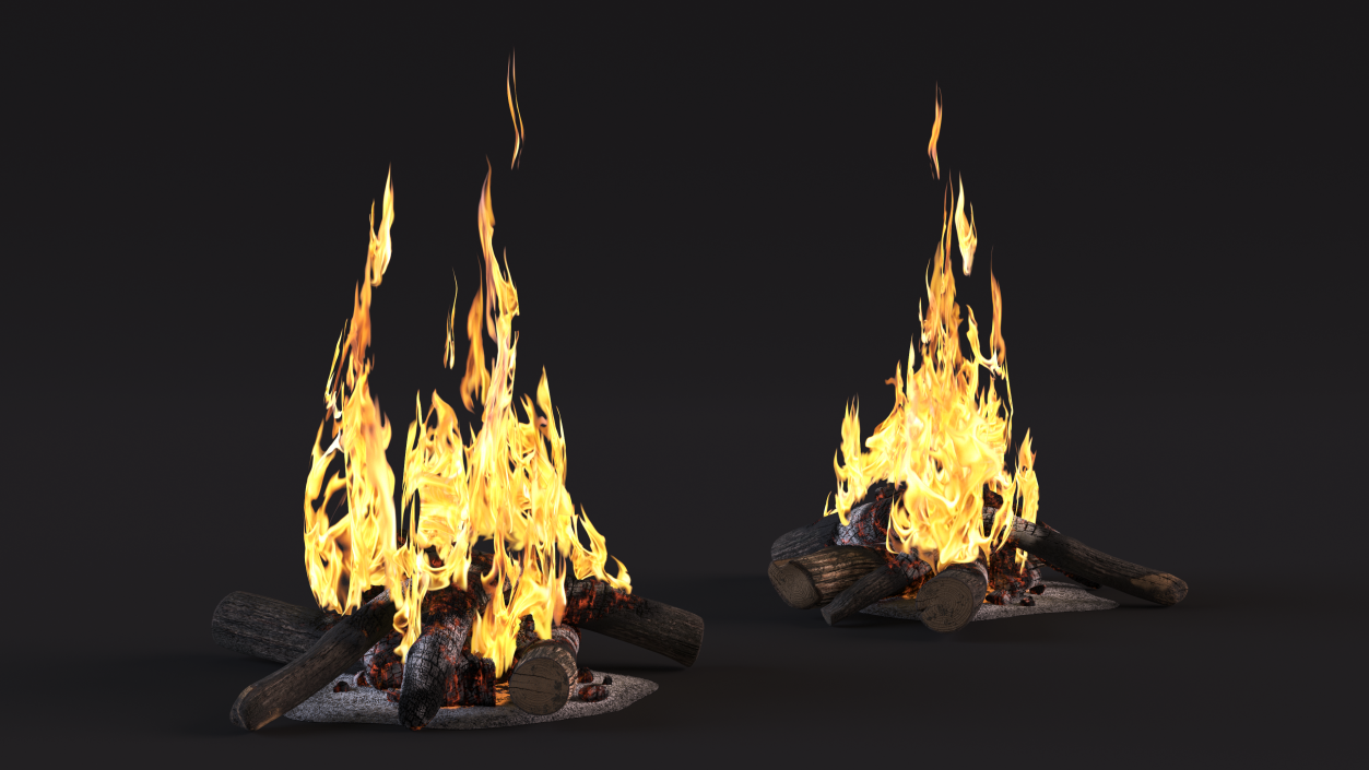 Bonfire of Wooden Logs 3D