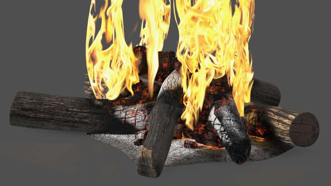 Bonfire of Wooden Logs 3D