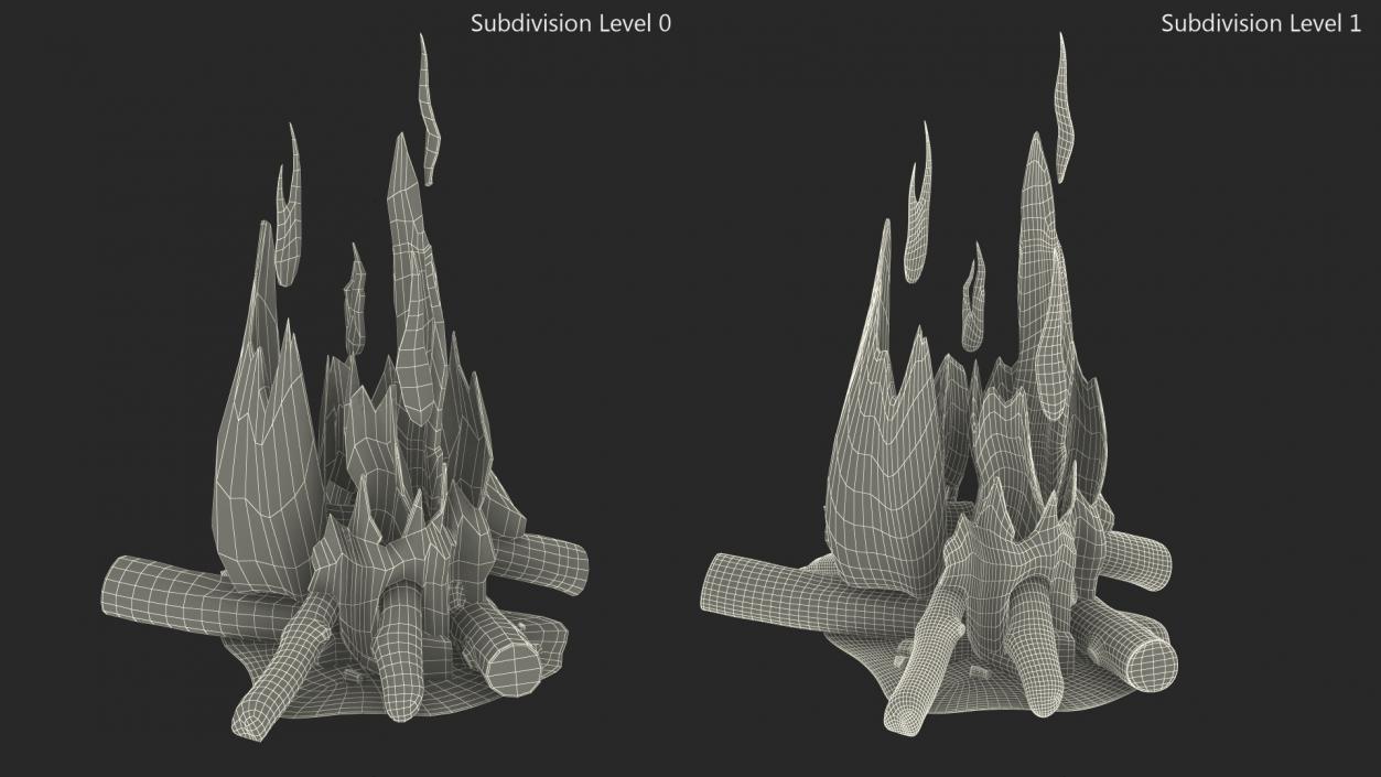 Bonfire of Wooden Logs 3D