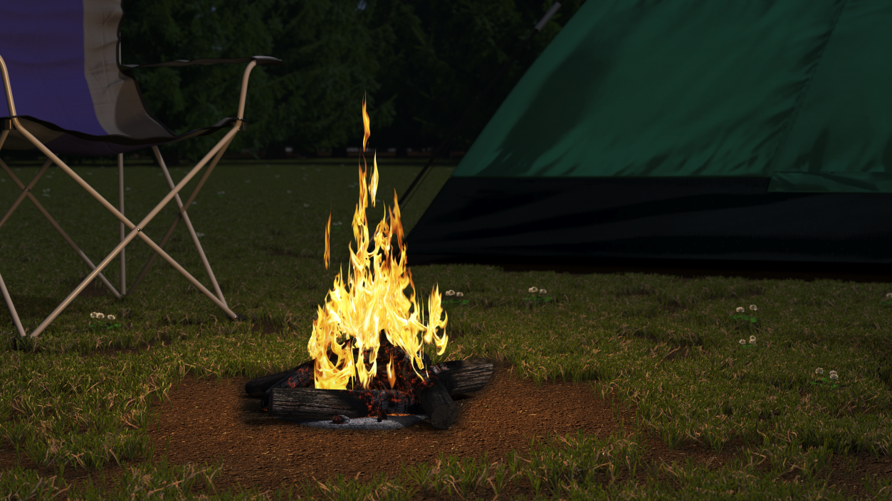 Bonfire of Wooden Logs 3D