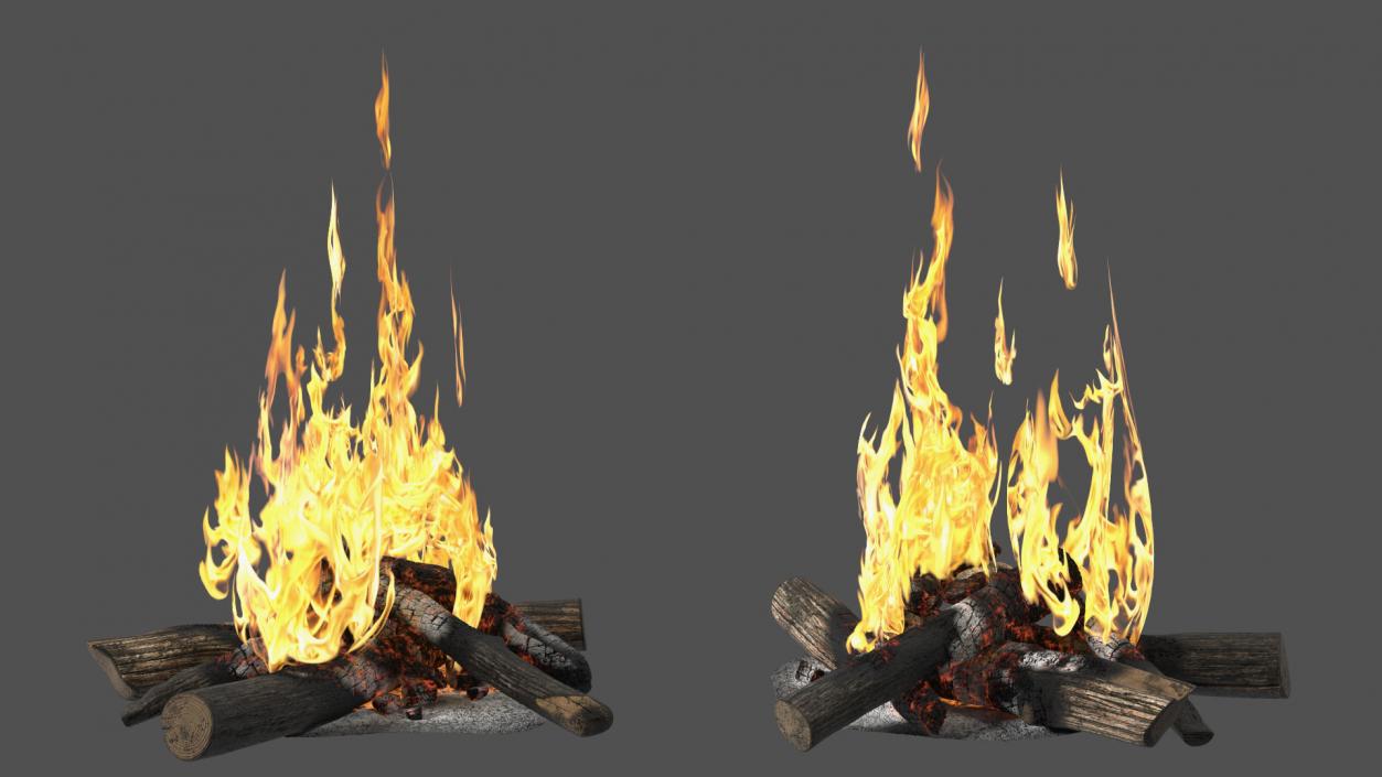 Bonfire of Wooden Logs 3D