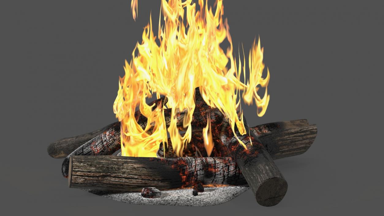 Bonfire of Wooden Logs 3D