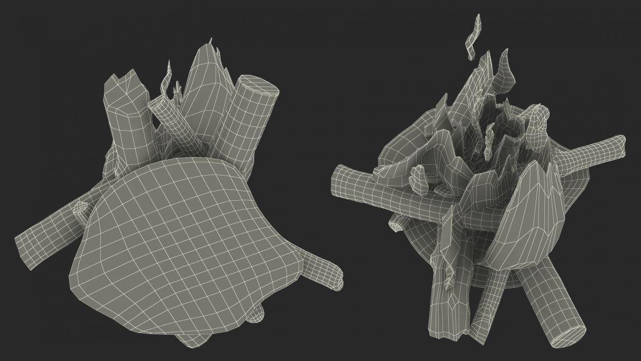 Bonfire of Wooden Logs 3D