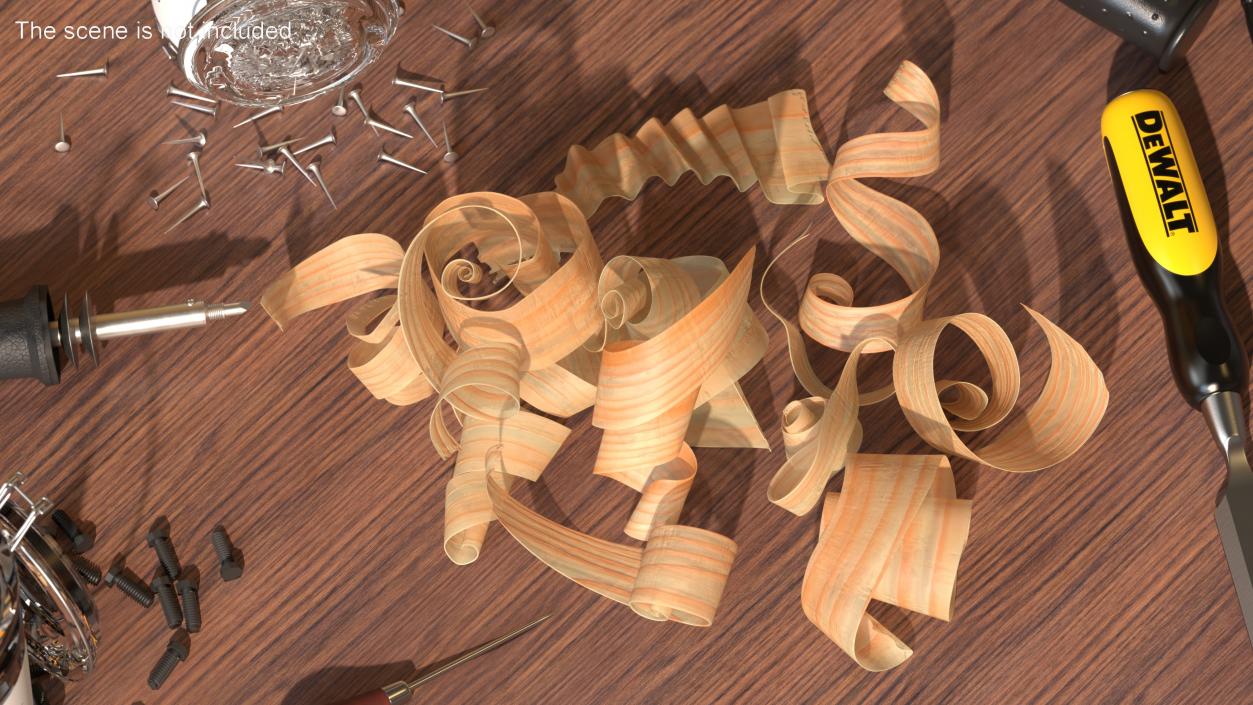 3D Pile of Wood Shavings