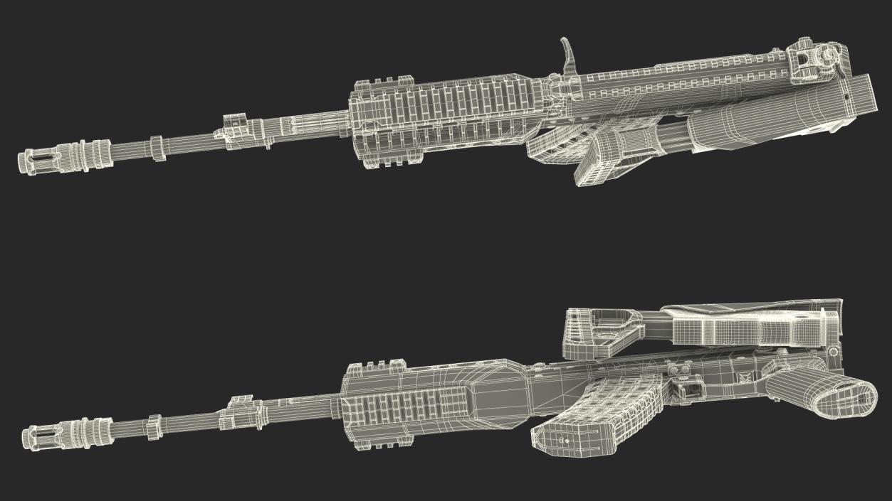 3D Worn Out Assault Rifle AK-12 Folded Stock