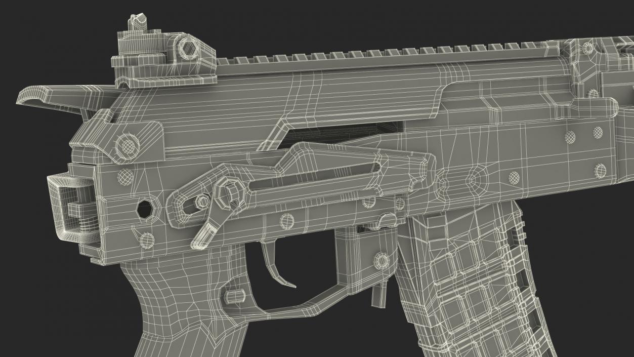 3D Worn Out Assault Rifle AK-12 Folded Stock