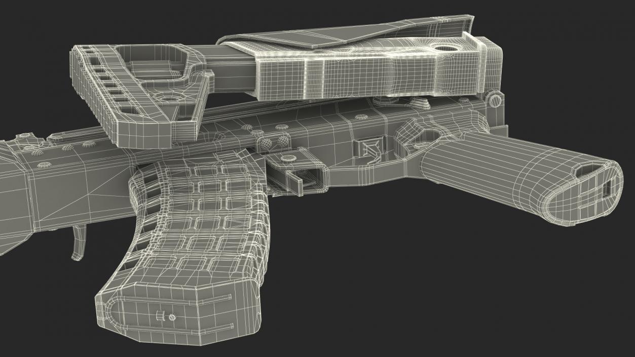 3D Worn Out Assault Rifle AK-12 Folded Stock