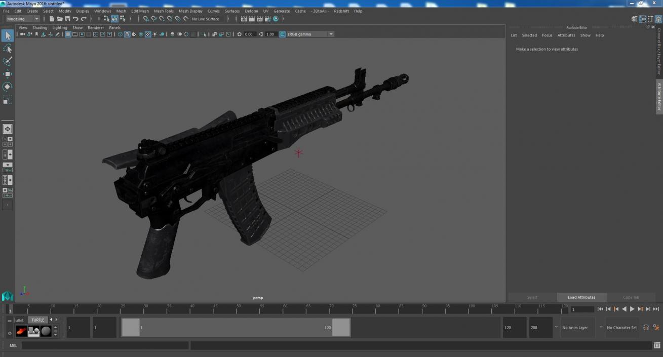 3D Worn Out Assault Rifle AK-12 Folded Stock