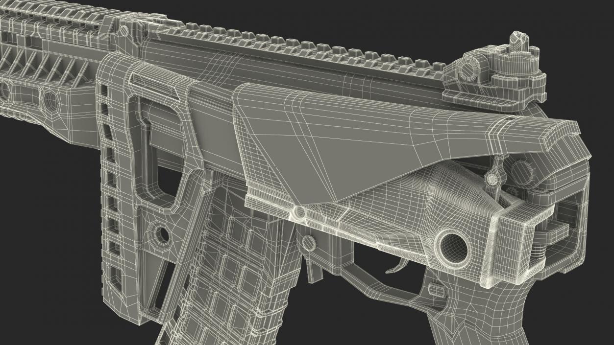 3D Worn Out Assault Rifle AK-12 Folded Stock