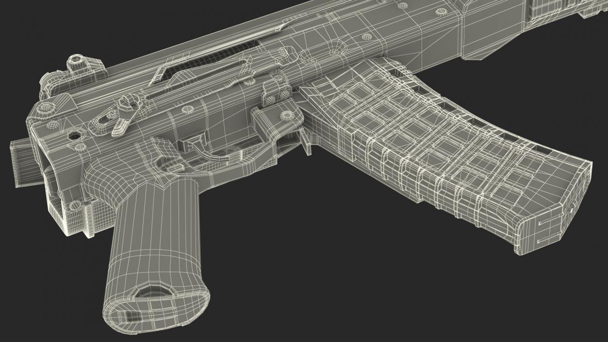 3D Worn Out Assault Rifle AK-12 Folded Stock