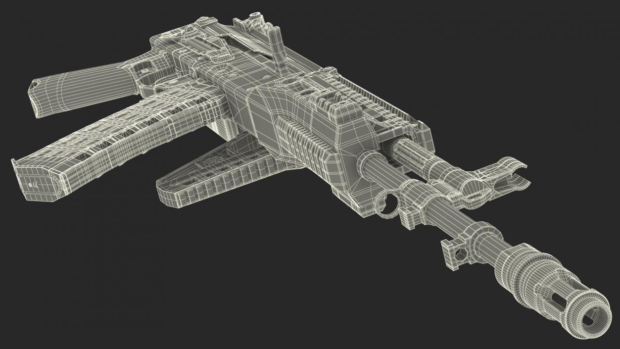 3D Worn Out Assault Rifle AK-12 Folded Stock