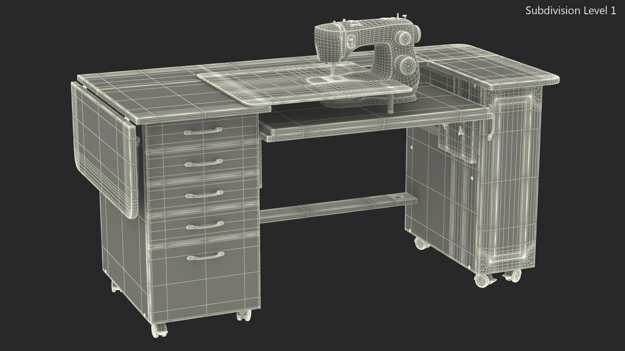 3D Horn Elements Sewing Table Unit Rigged model