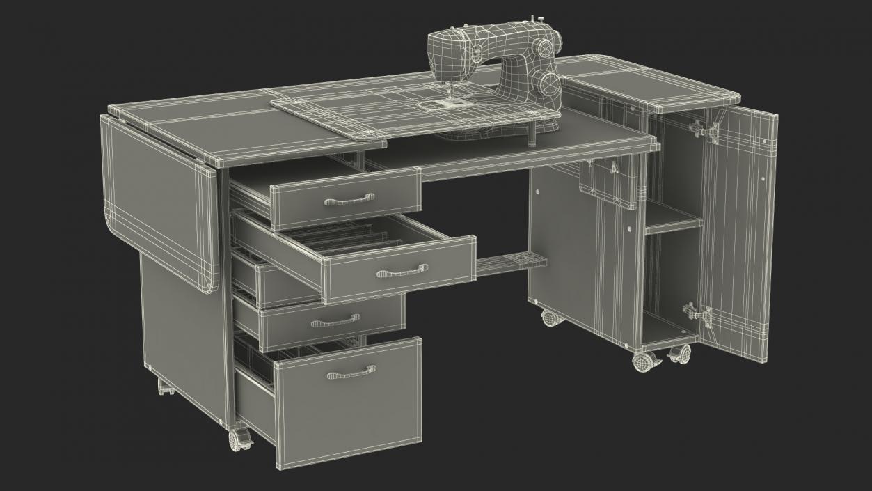 3D Horn Elements Sewing Table Unit Rigged model