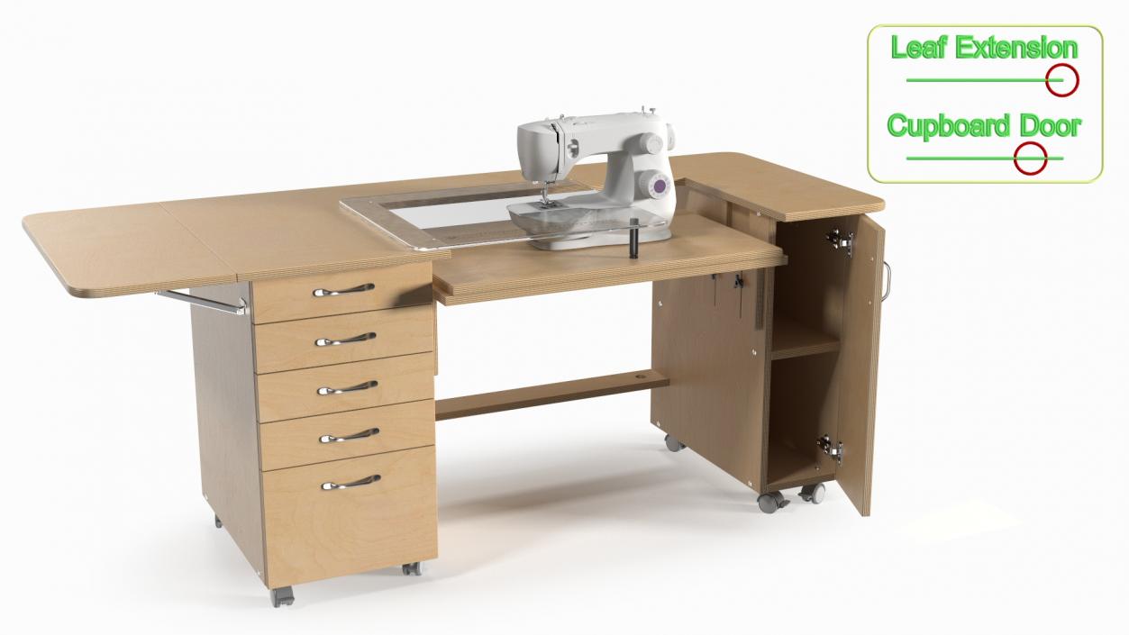 3D Horn Elements Sewing Table Unit Rigged model