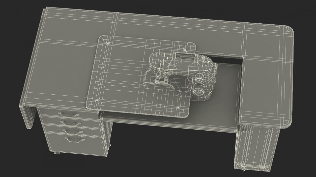 3D Horn Elements Sewing Table Unit Rigged model