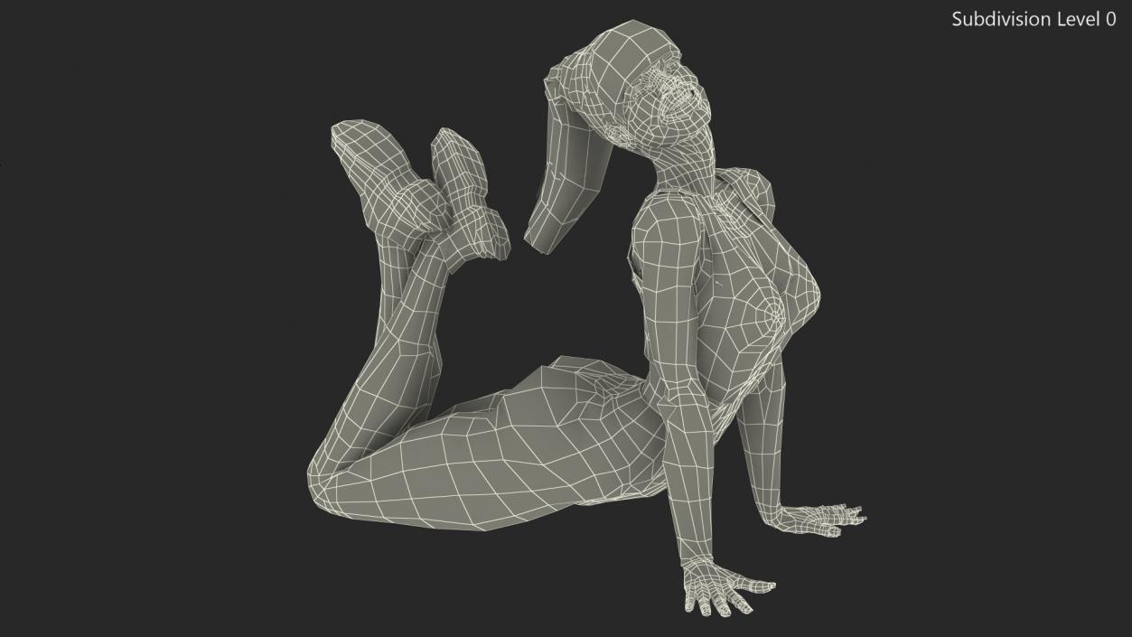 Dark Skin Fitness Woman Lying Pose 3D model