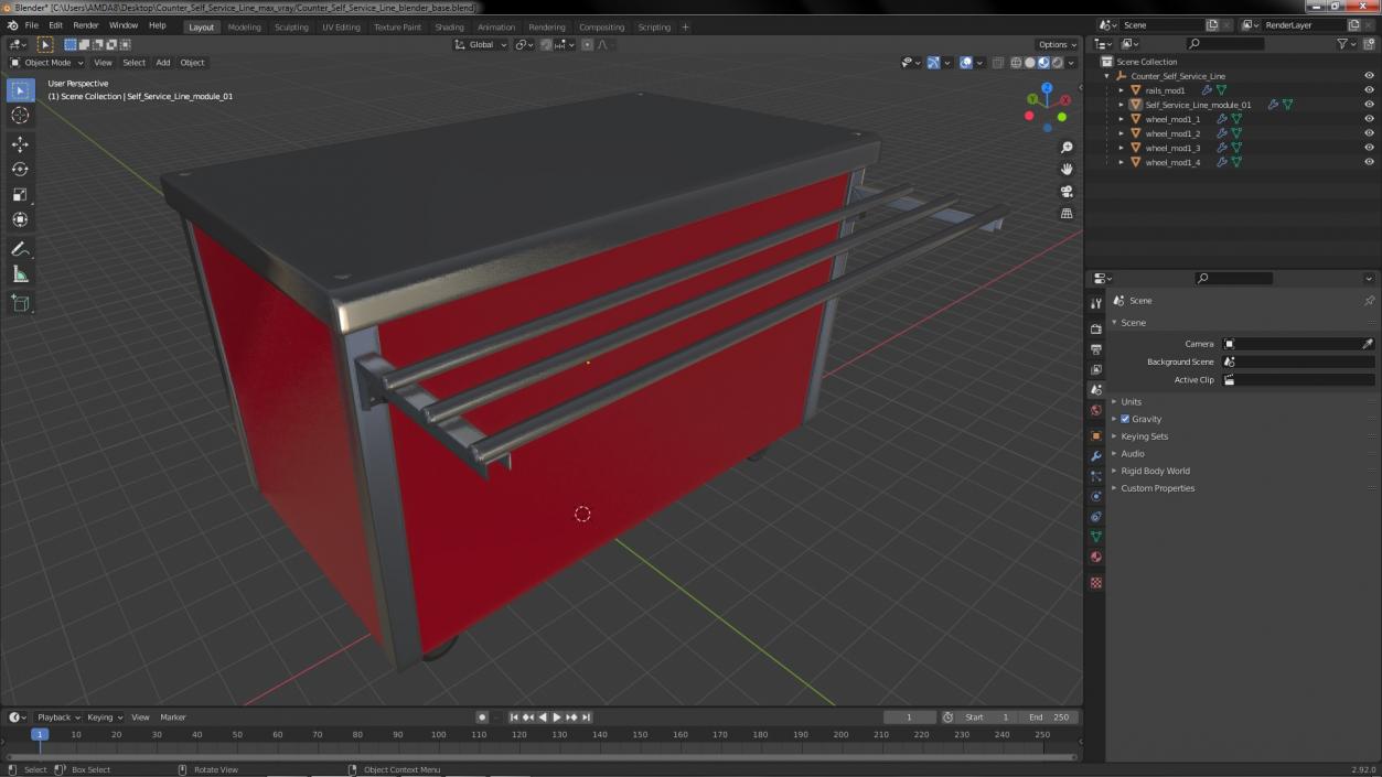 3D model Counter Self Service Line