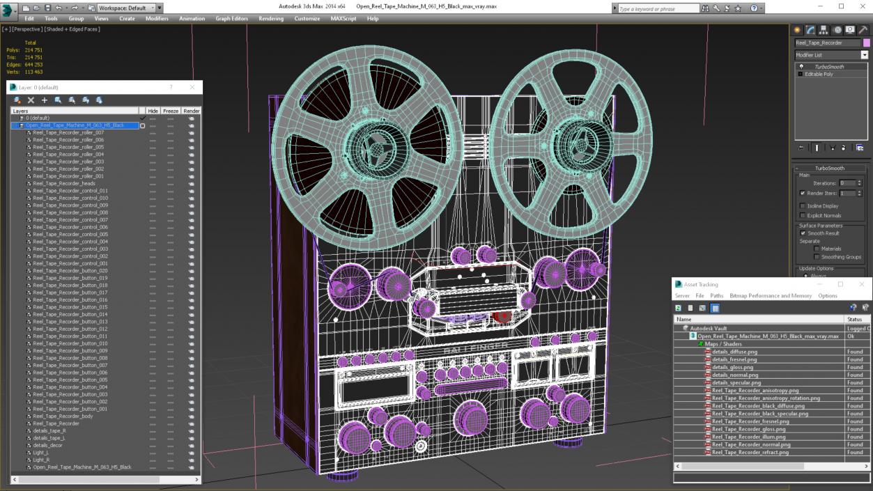 Open Reel Tape Machine M 063 H5 Black 3D