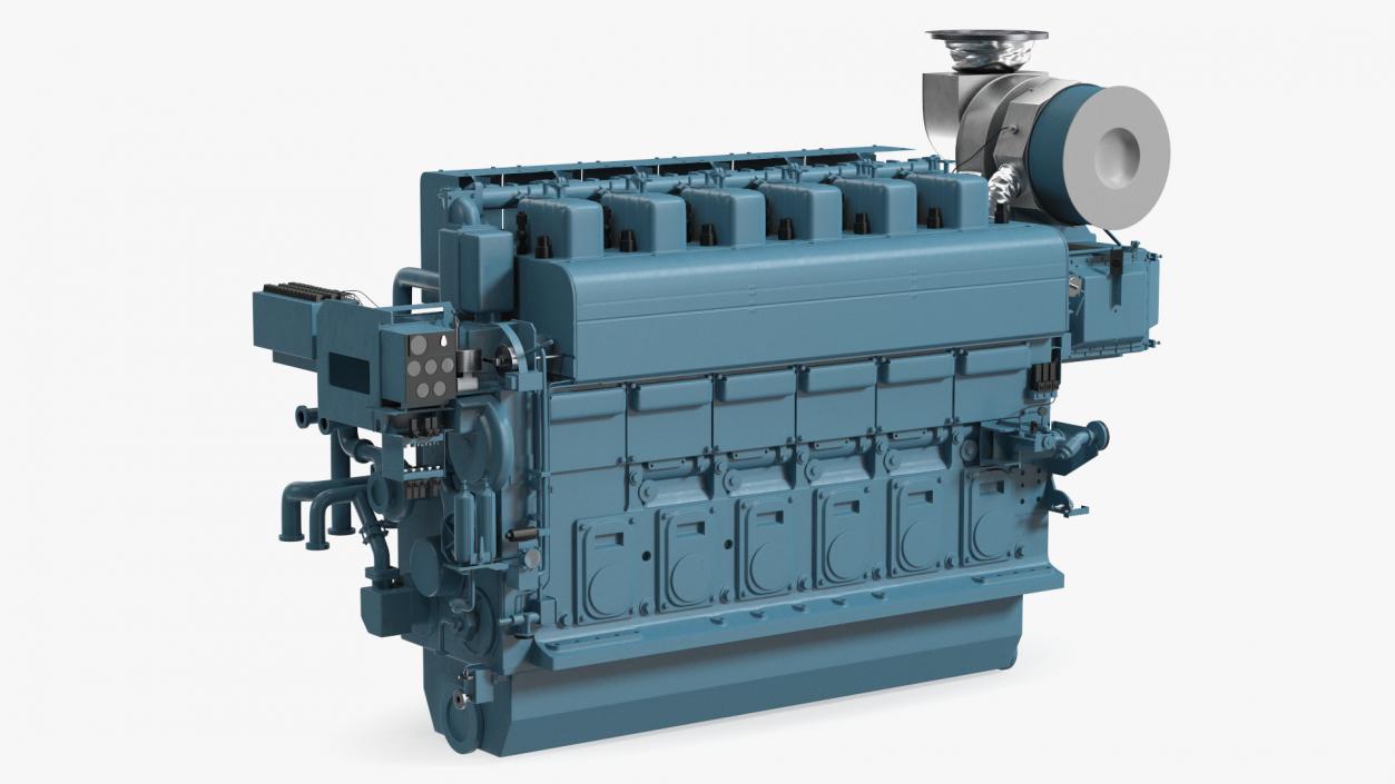 3D model Marine Engine Blue 2