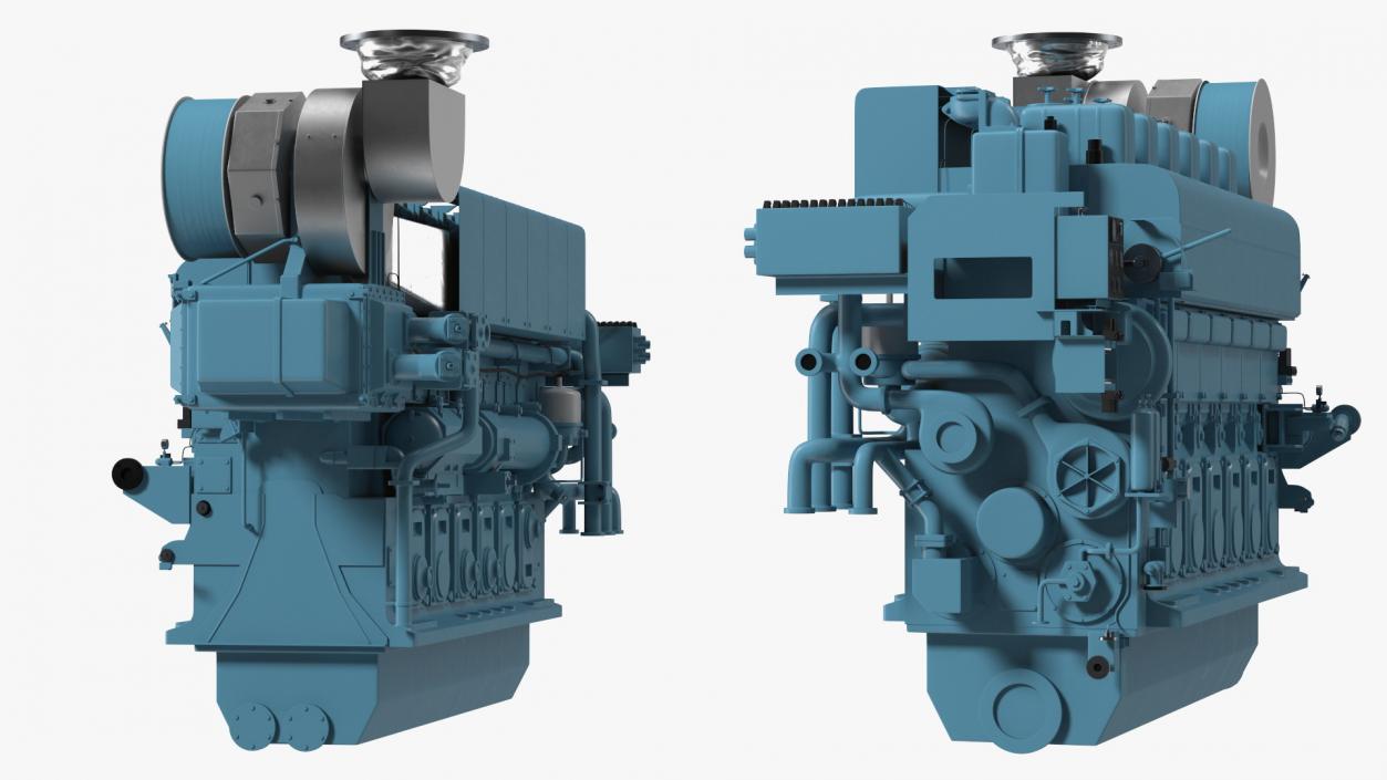 3D model Marine Engine Blue 2