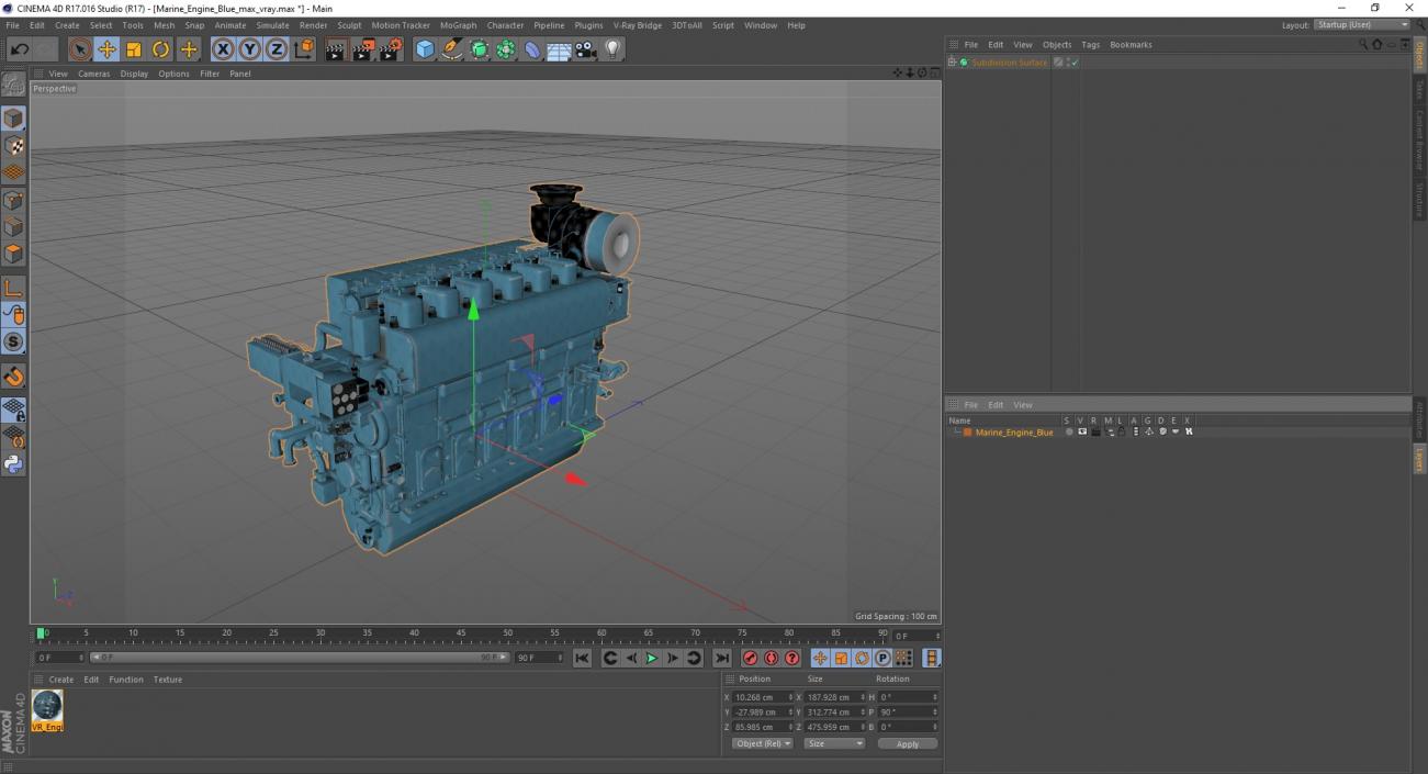 3D model Marine Engine Blue 2